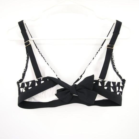 Lands' End Black White Geometric Pattern Bikini Top Underwire Size 8 - Picture 7 of 7